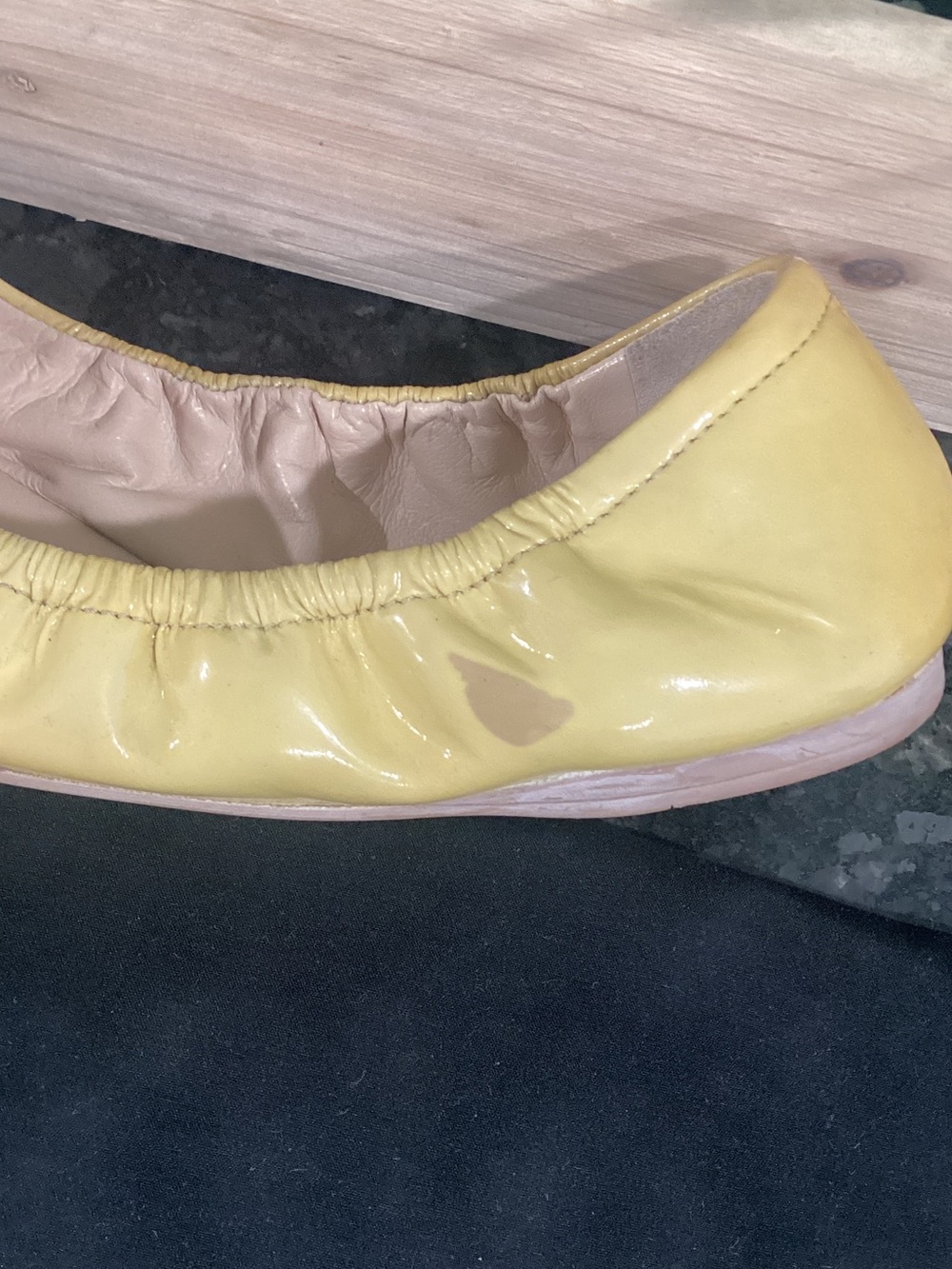 Prada Yellow Leather Ballet Flats with Cream Bow - Picture 9 of 9